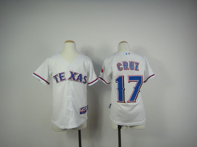 Youth Texas Rangers 17 Cruz White MLB Jerseys